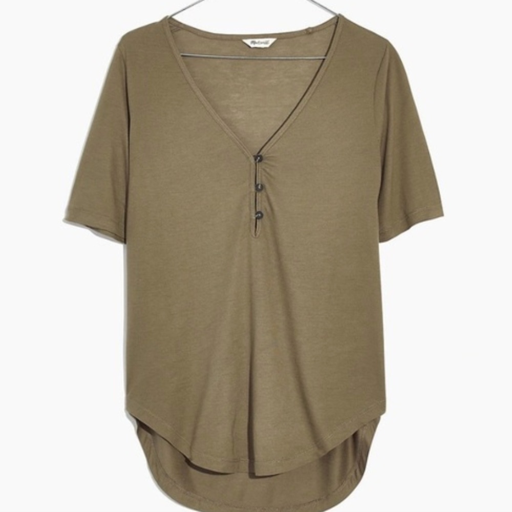 Madewell Drapey Henley Tee in Green